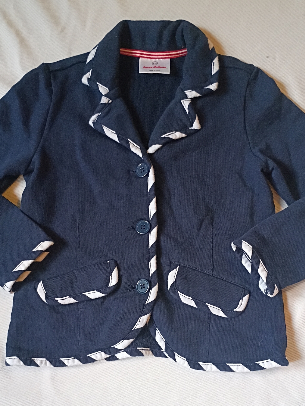 Hanna Andersson Sweatshirt Navy Blazer with White Trim
